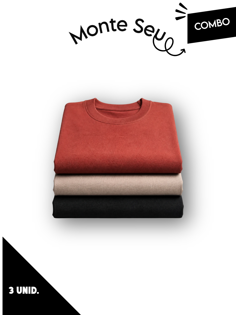 Combo 03 Camisetas BS - Gola Media