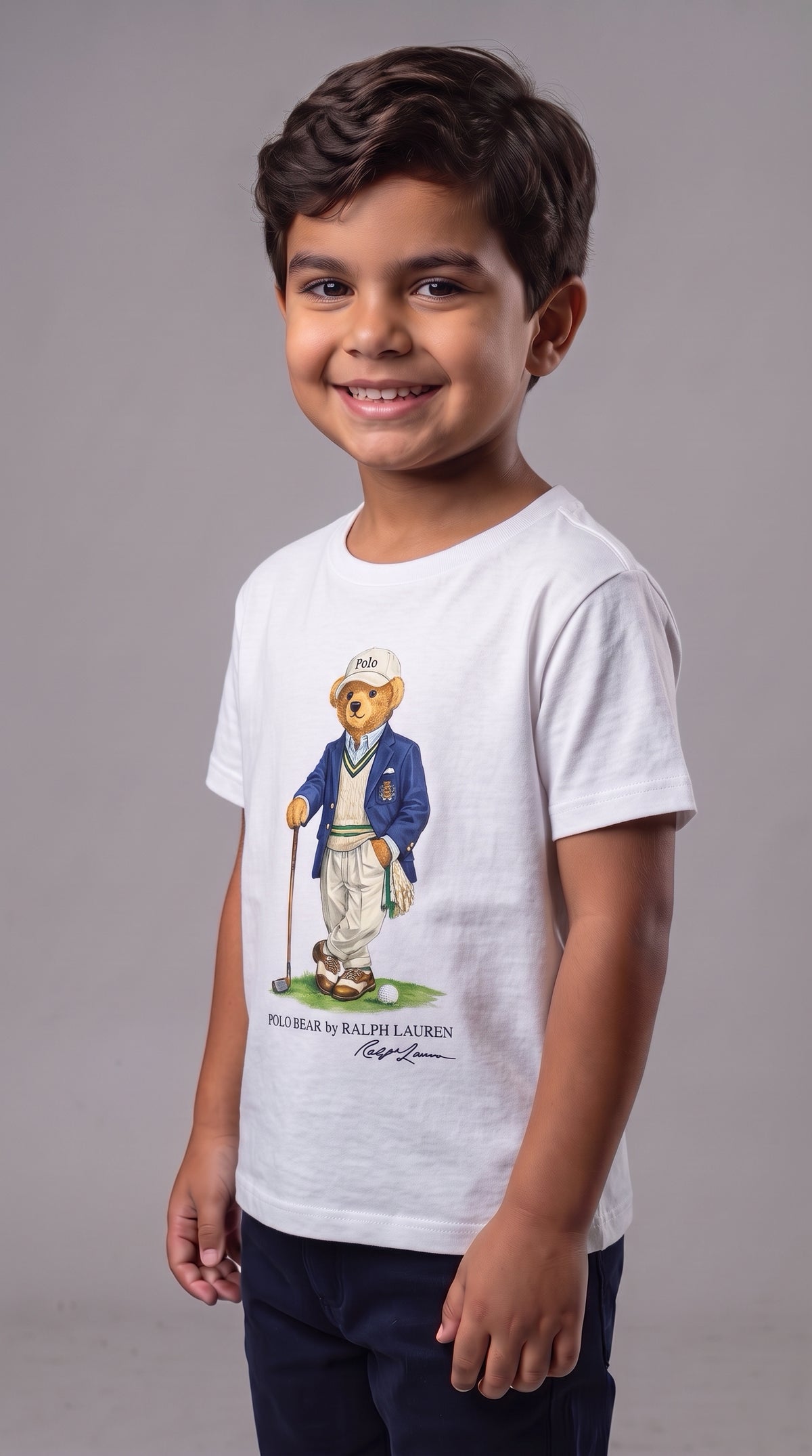 Camiseta Infantil Polo Bear Golf Club - RL Branca