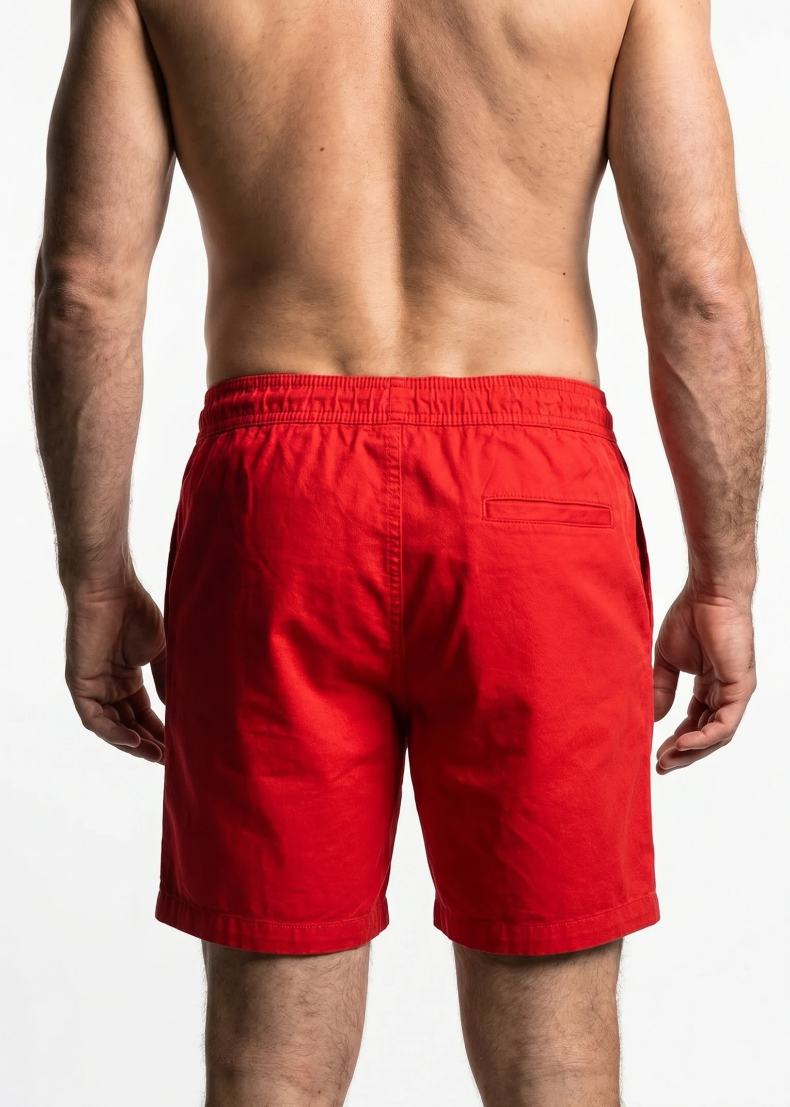 Short Sarja RL Vermelho | Com Cavaleiro Colorido