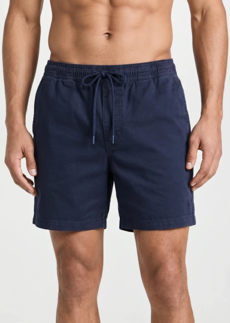 Short Sarja RL Azul Marinho  | Com Cavaleiro Tom Sobre Tom