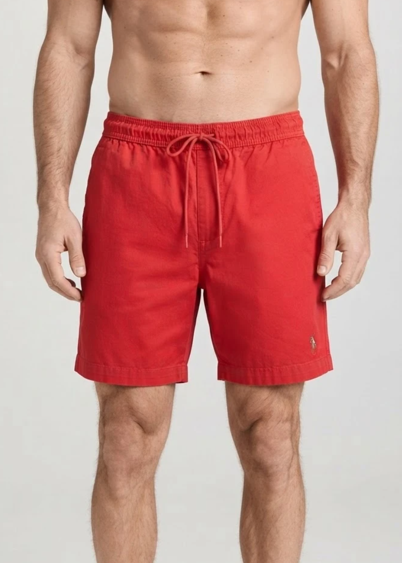 Short Sarja RL Vermelho | Com Cavaleiro Colorido