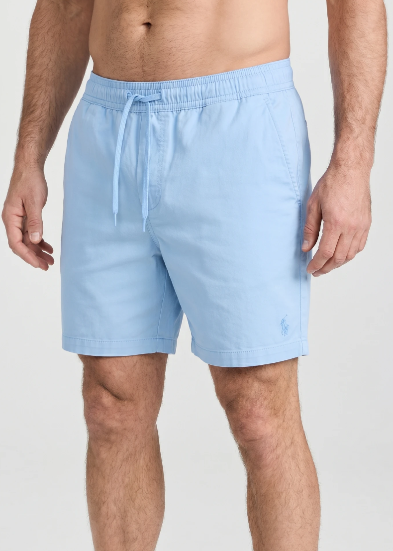 Short Sarja RL Azul Bebê | Com Cavaleiro Tom Sobre Tom