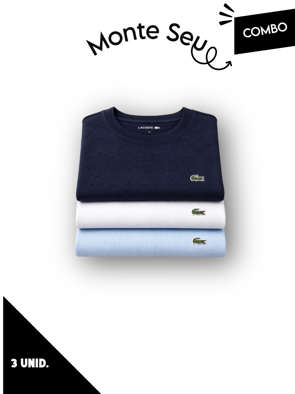 Combo 03 Camisetas Lacoste Classica