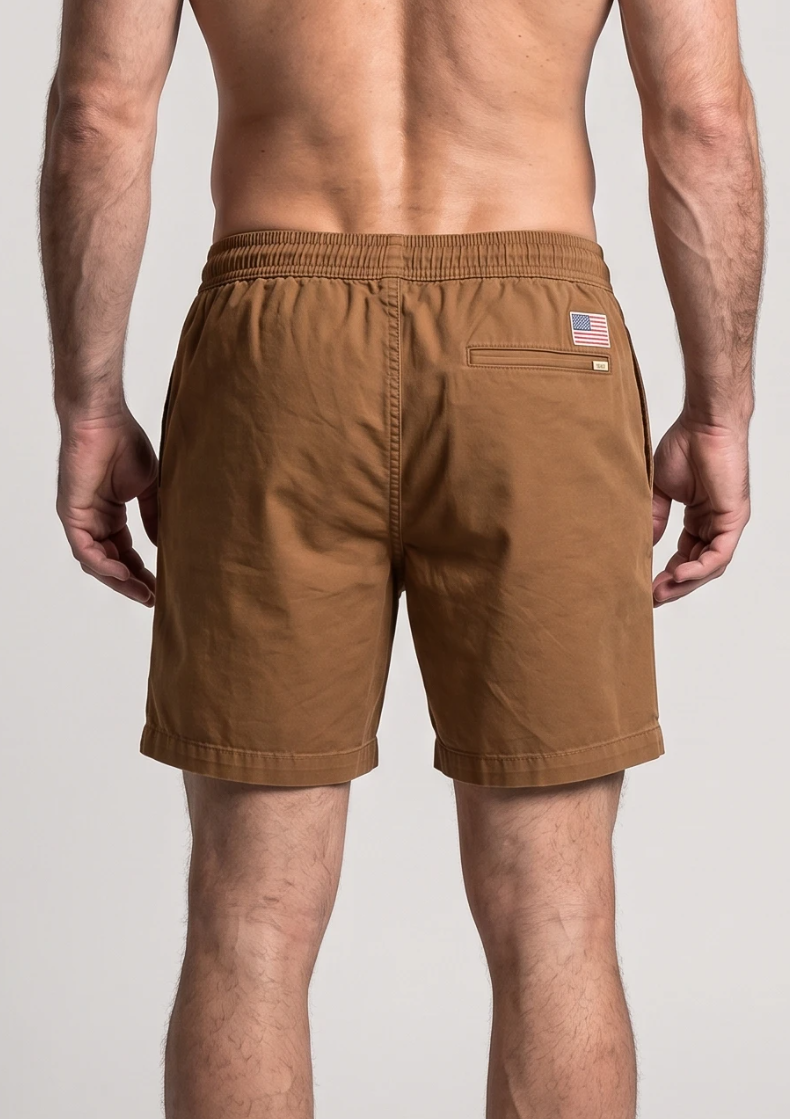 Short Sarja RL Marrom | Com Cavaleiro Tom Sobre Tom