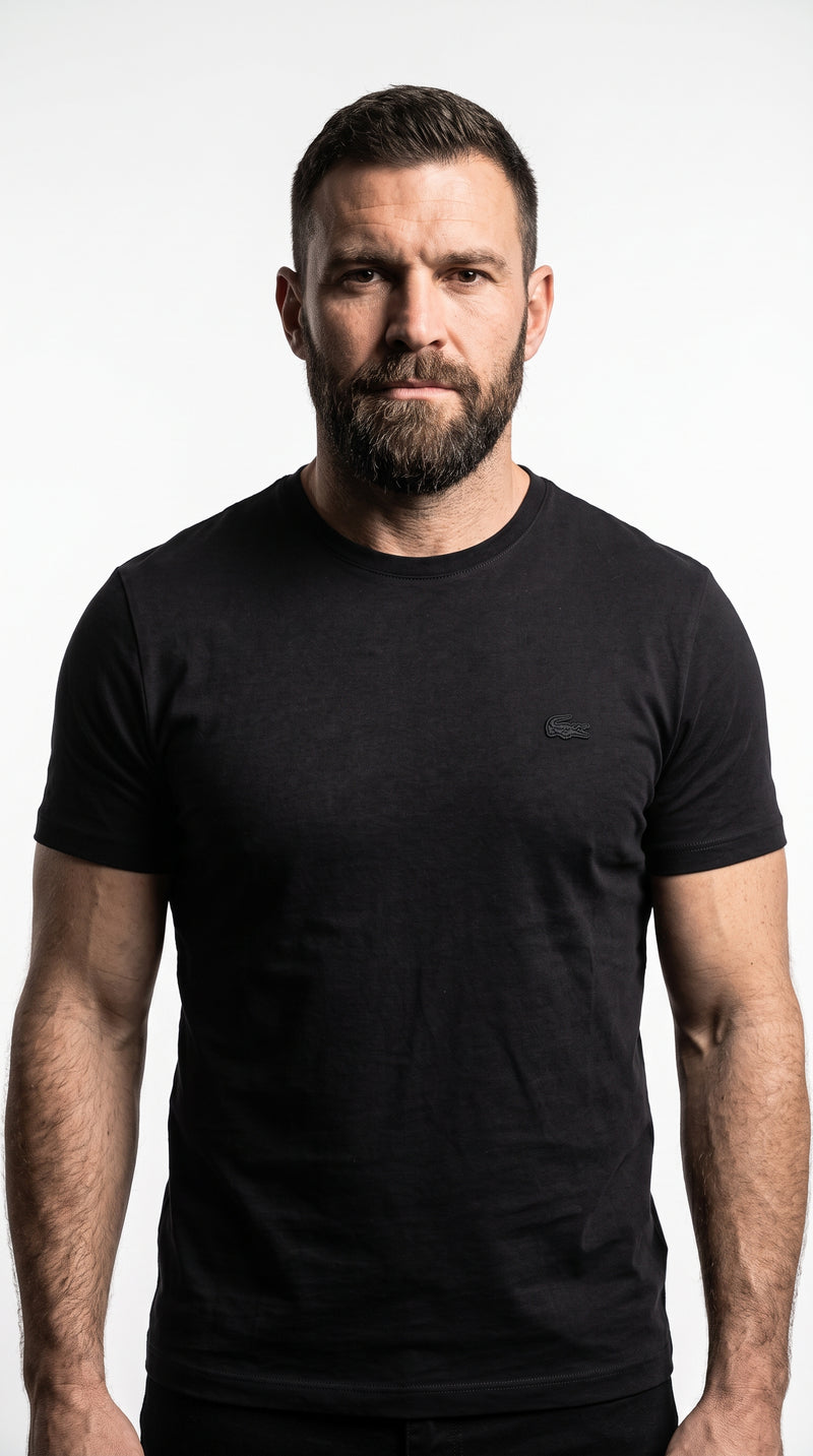 Camiseta Preta Black Croc - Jacaré Tonal Premium