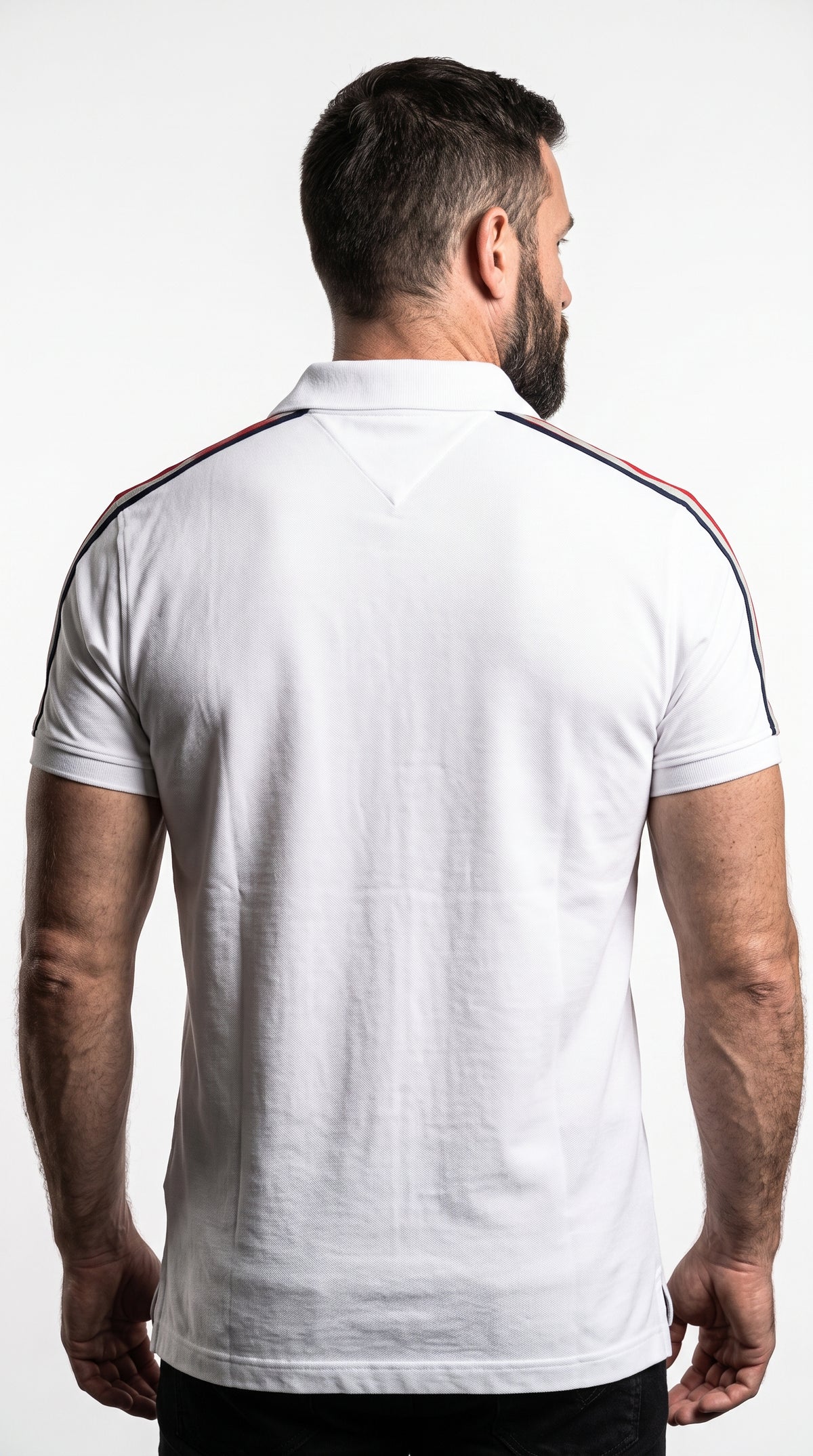 Camisa Gola Polo Branca Faixa Ombro