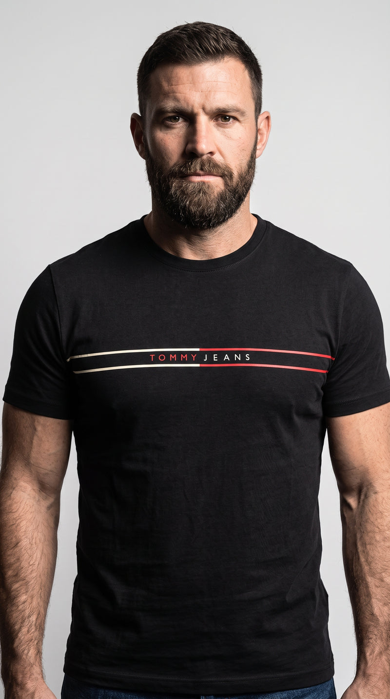 Camiseta TOMMY JEANS Signature Stripe - Preta