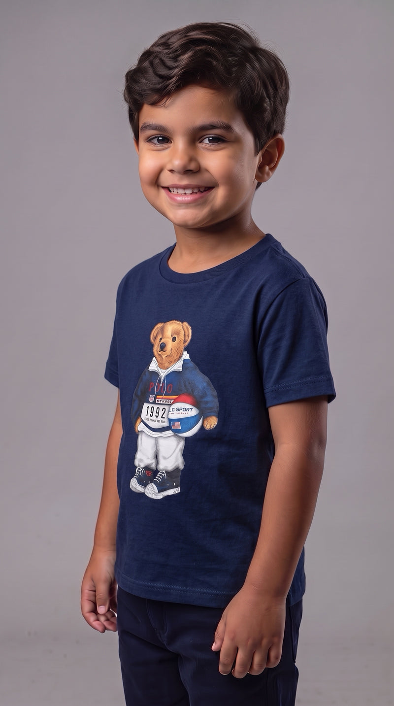 Camiseta Infantil Polo Bear Soccer USA - RL Azul Marinho