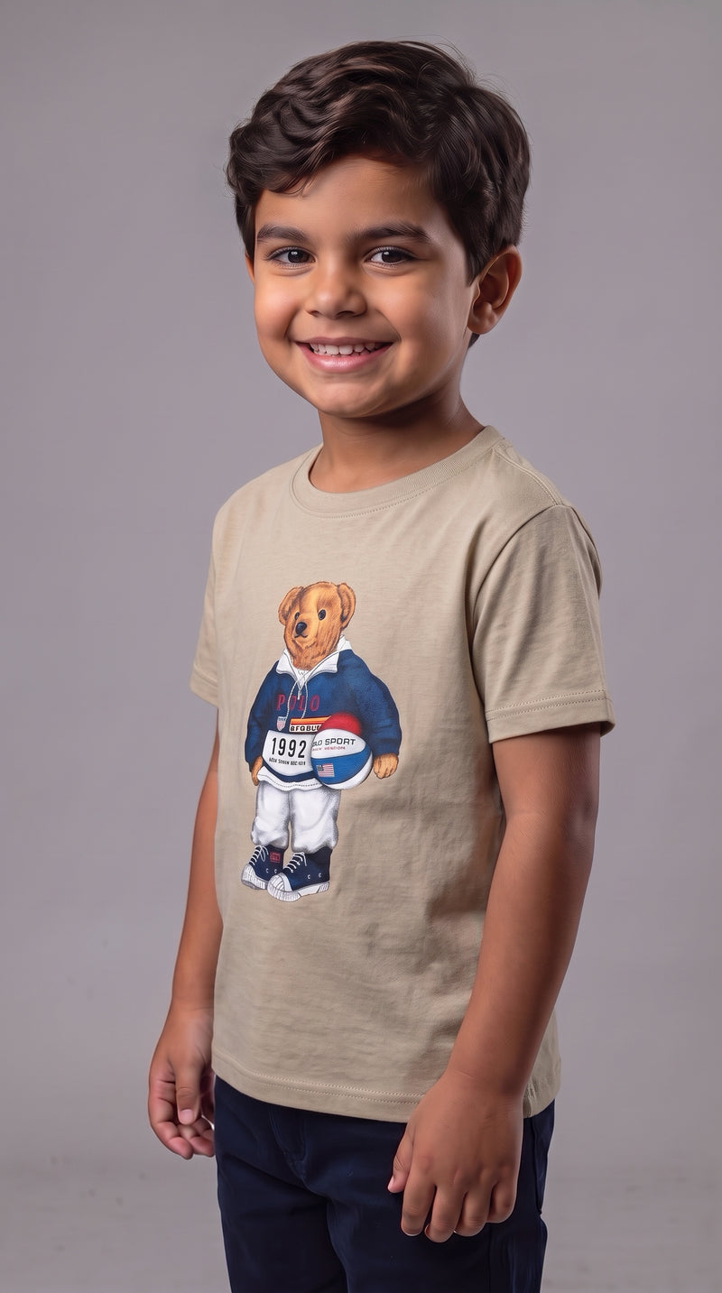 Camiseta Infantil Polo Bear Marsala Basketball 1992 - RL Bege