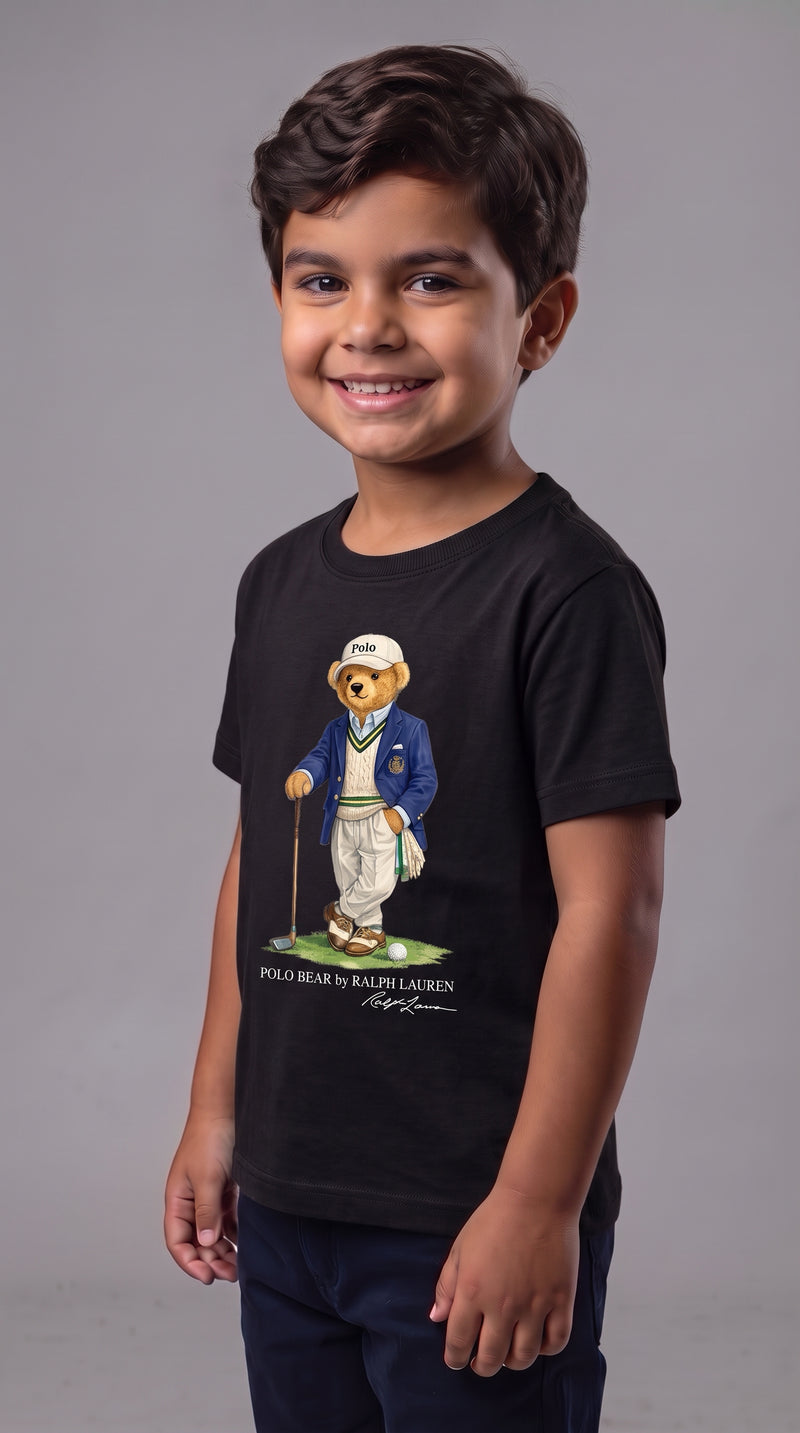 Camiseta Infantil Polo Bear Golf Club - RL Preta