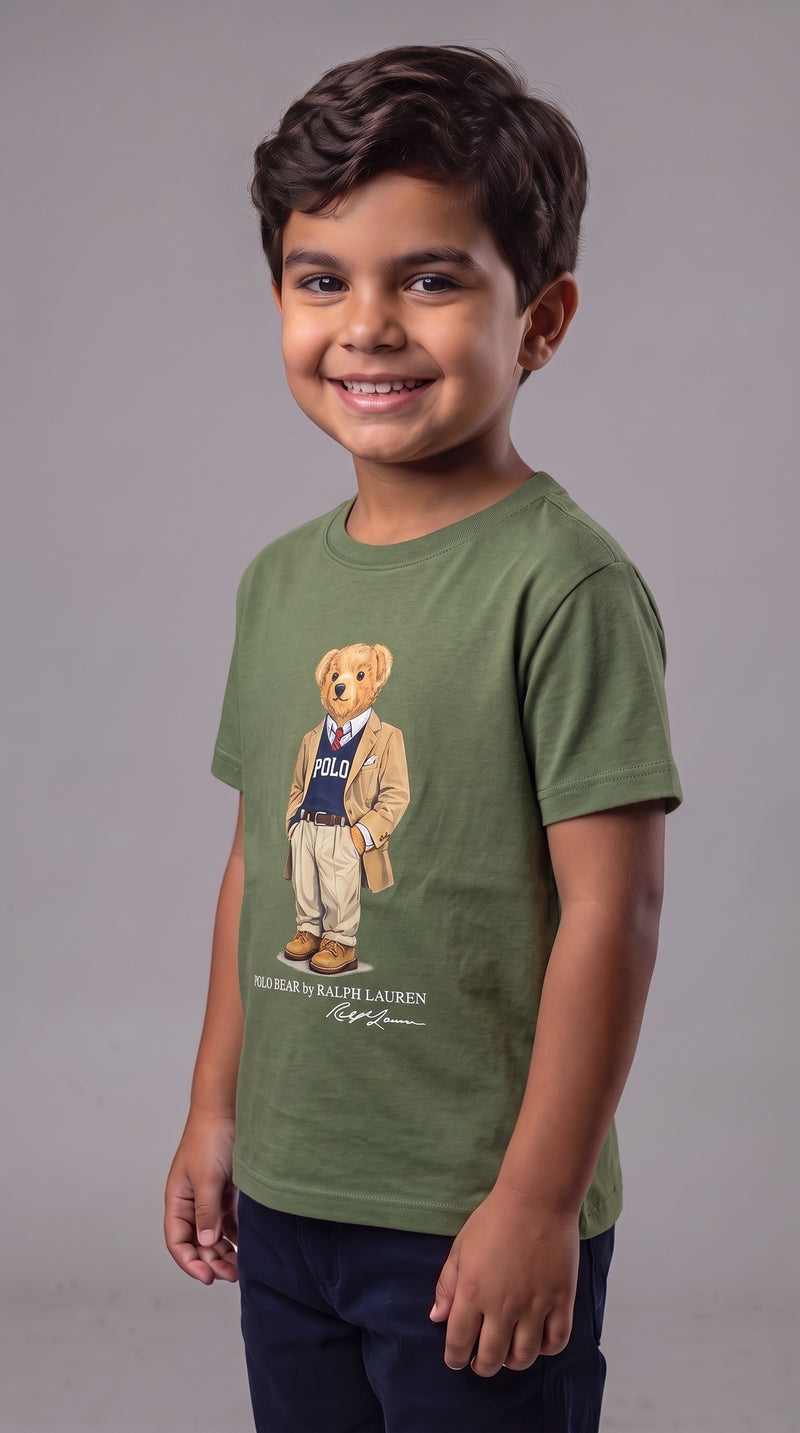 Camiseta Infantil Polo Bear Blazer Suit - RL Verde Militar