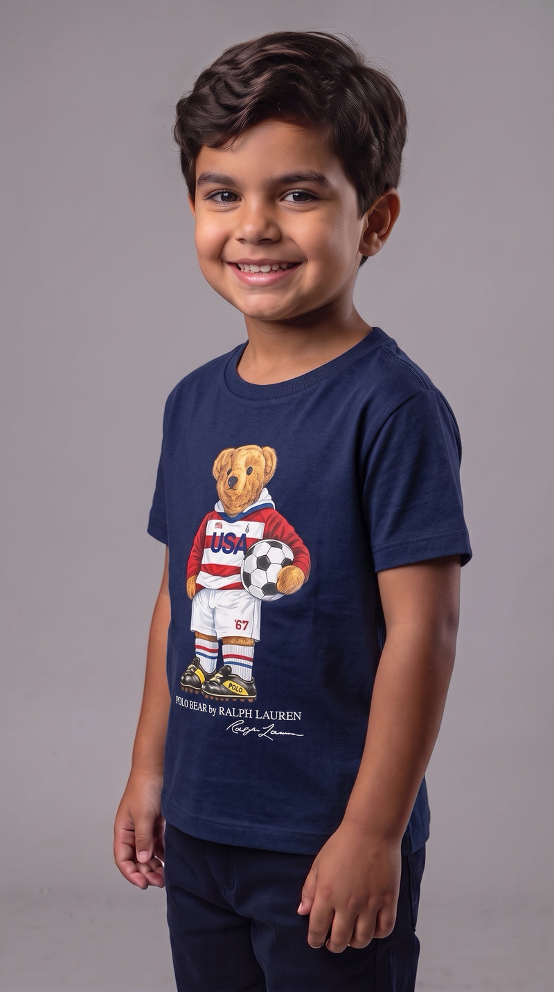 Camiseta Infantil Polo Bear Soccer USA 67 - RL Azul Marinho