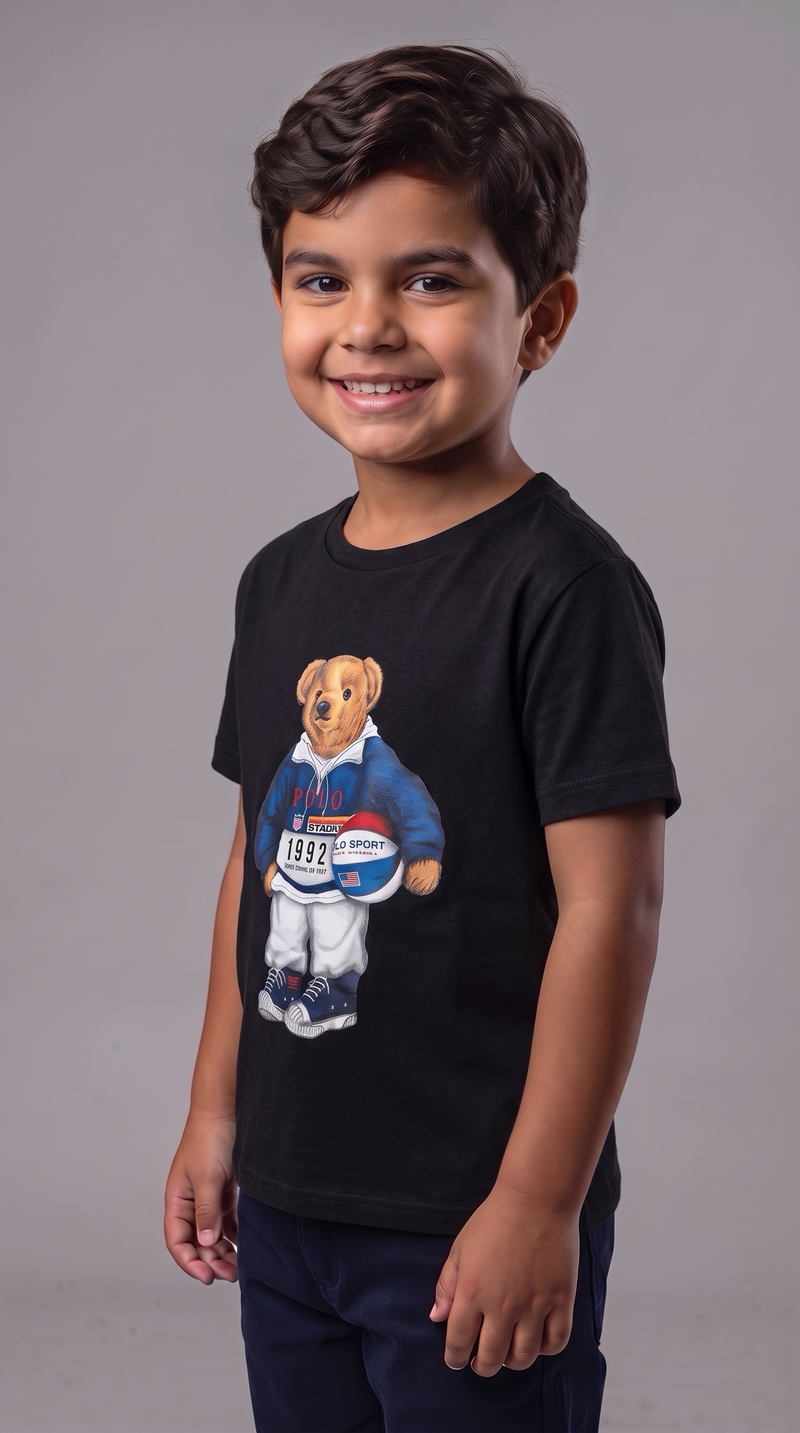Camiseta Infantil Polo Bear Soccer USA 1992 - RL Preta