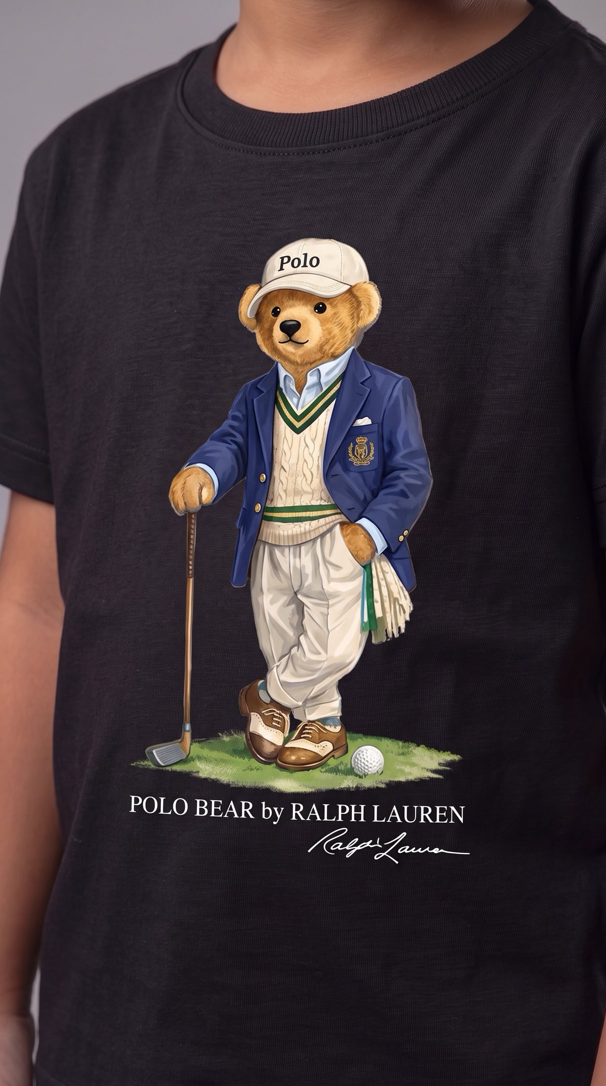 Camiseta Infantil Polo Bear Golf Club - RL Preta