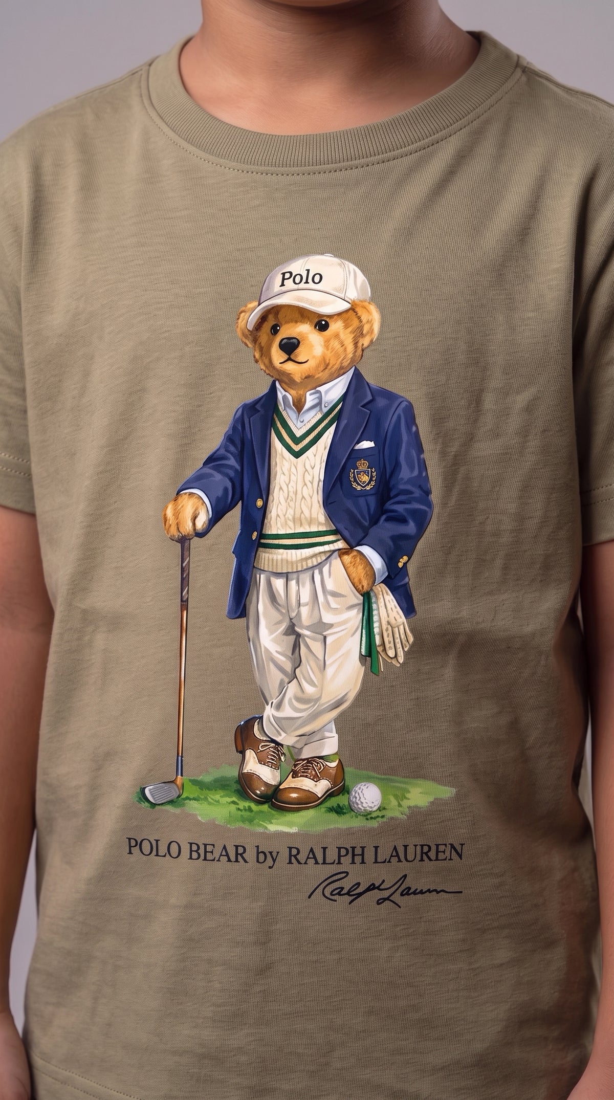 Camiseta Infantil Polo Bear Golf Club - RL Bege