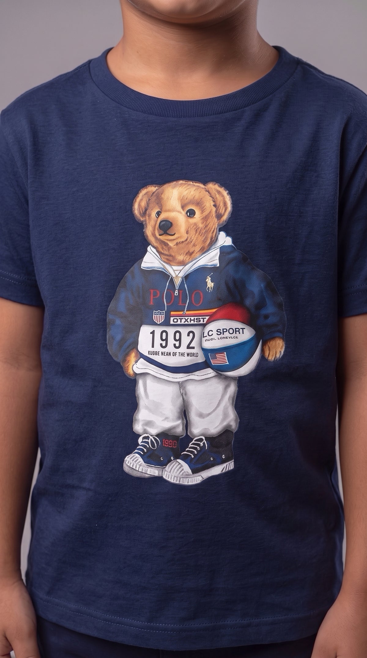 Camiseta Infantil Polo Bear Soccer USA - RL Azul Marinho