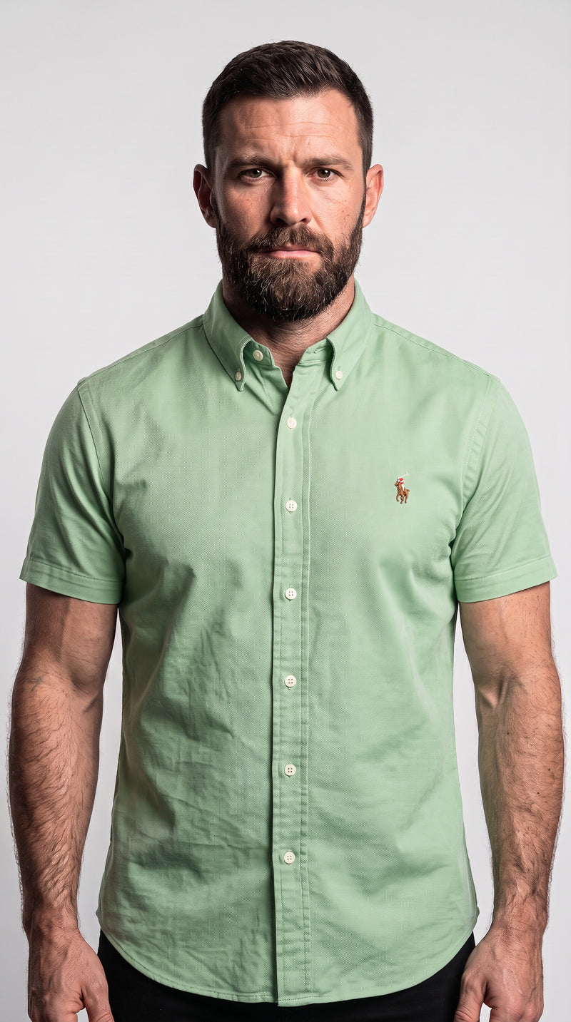 Camisa Social  Manga Curta  RL- T/ Sarja Verde Clarinho