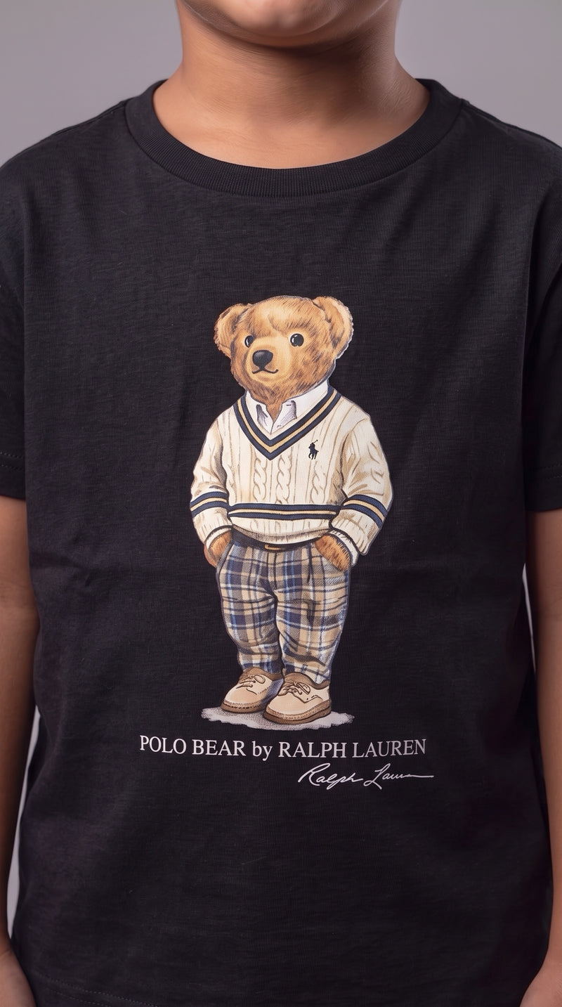 Camiseta Infantil Polo Bear Preppy Xadrez  - RL Preta