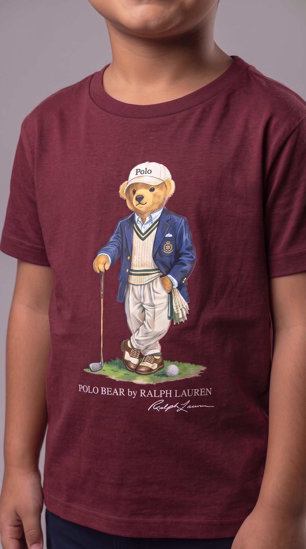Camiseta Infantil Polo Bear Golf Club - RL Bordô