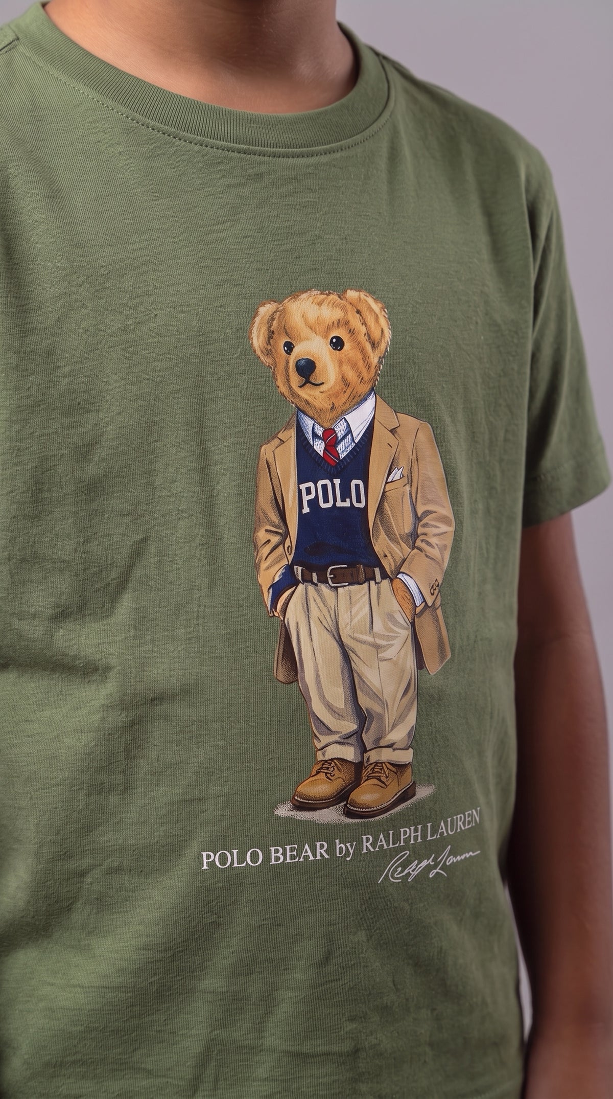 Camiseta Infantil Polo Bear Blazer Suit - RL Verde Militar