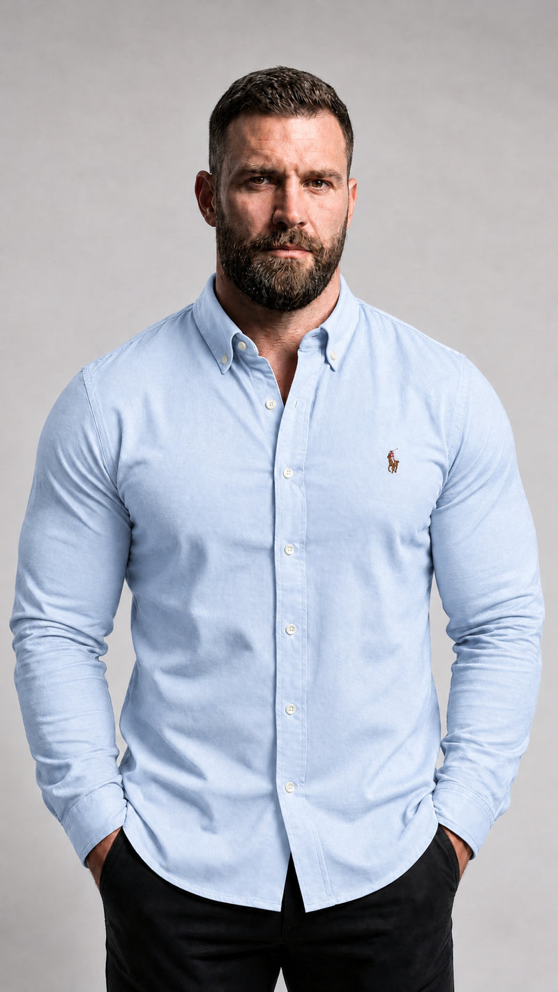 Camisa Social  Manga Longa  RL- T/ Sarja Azul Bebê