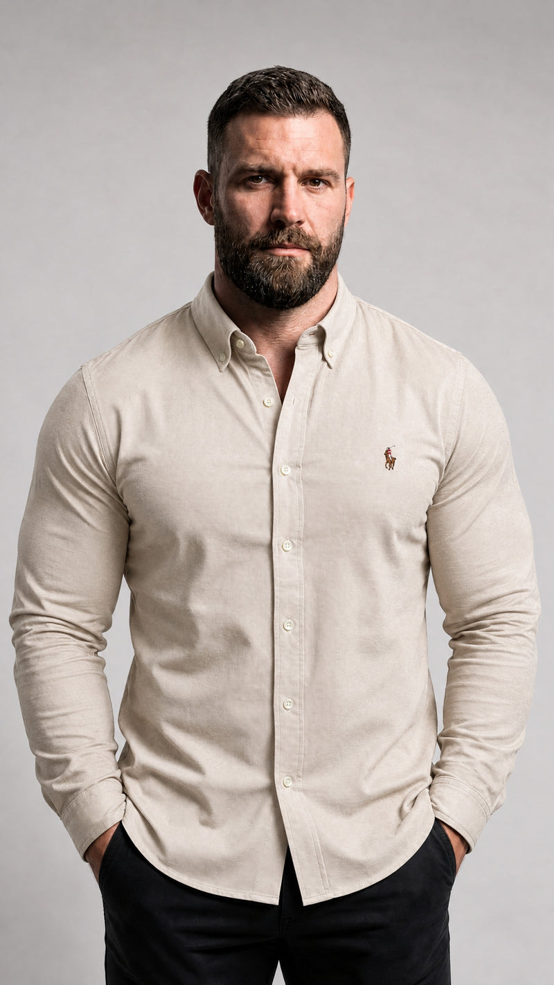 Camisa Social  Manga Longa  RL- T/ Sarja Bege