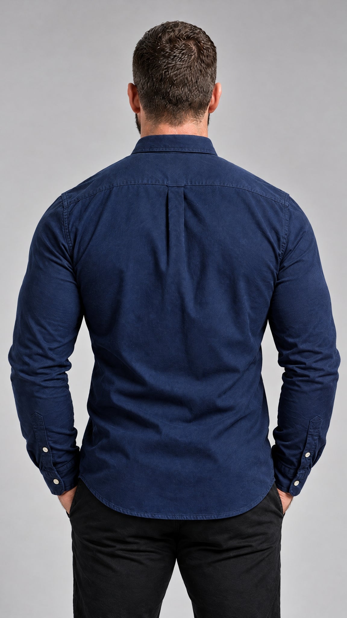 Camisa Social  Manga Longa  RL- T/ Sarja Azul Marinho